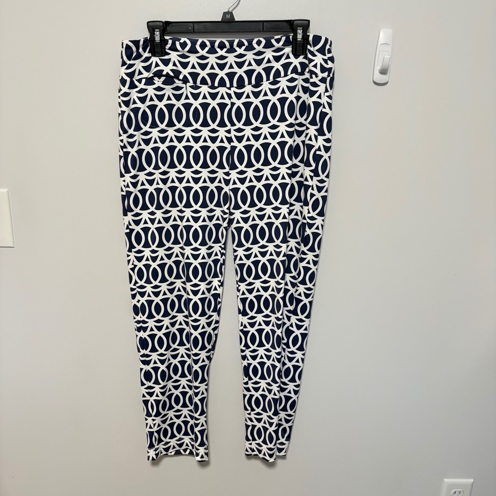 Lulu-B Geometric Print Pull On Pants Womens Blue Size M Stretch Crop